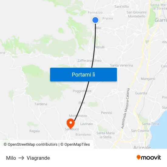 Milo to Viagrande map