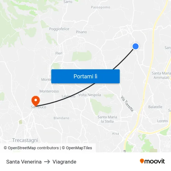 Santa Venerina to Viagrande map