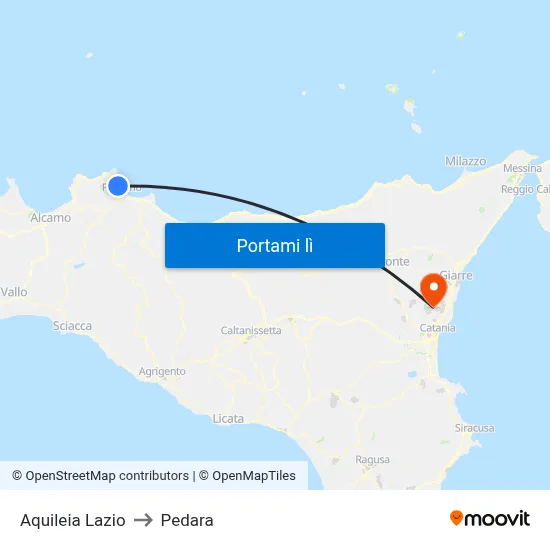 Aquileia Lazio to Pedara map
