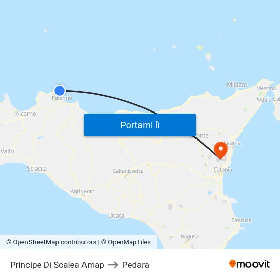 Principe Di Scalea Amap to Pedara map