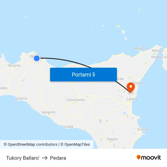 Tukory Ballaro' to Pedara map