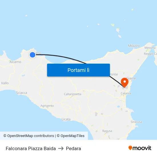 Falconara Piazza Baida to Pedara map