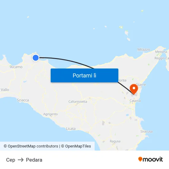 Cep to Pedara map
