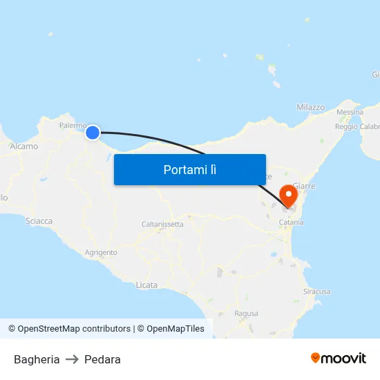 Bagheria to Pedara map