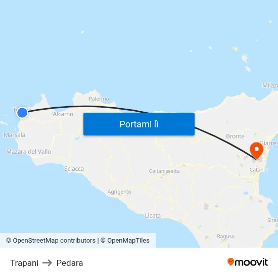 Trapani to Pedara map