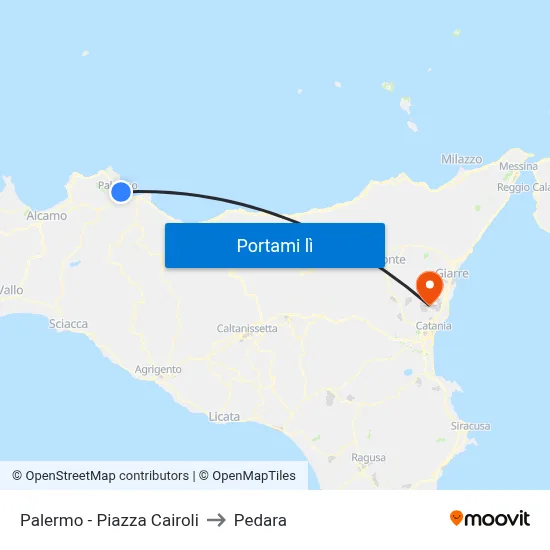 Palermo - Piazza Cairoli to Pedara map