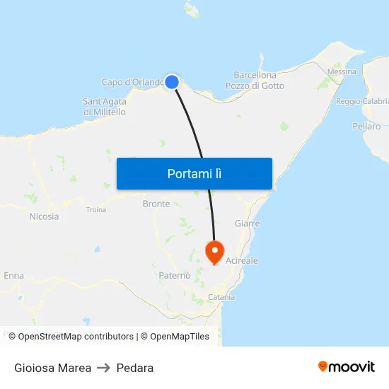 Gioiosa Marea to Pedara map