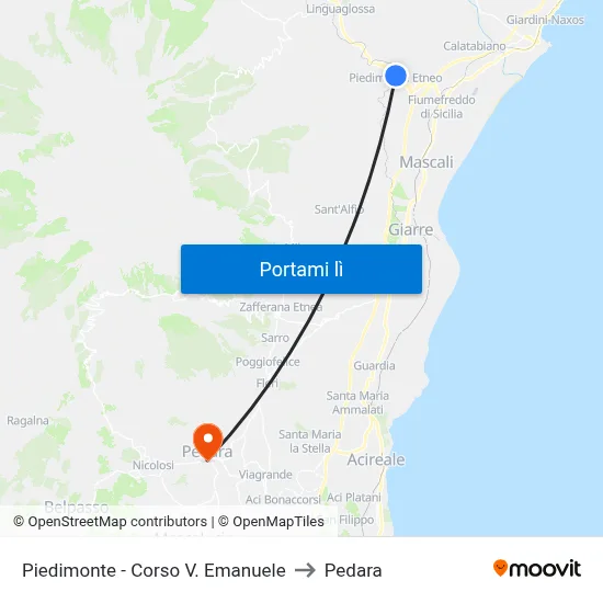 Piedimonte - Corso V. Emanuele to Pedara map