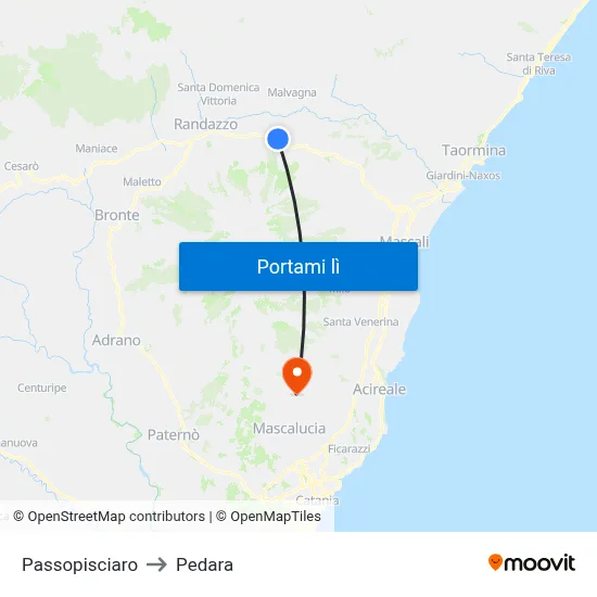 Passopisciaro to Pedara map