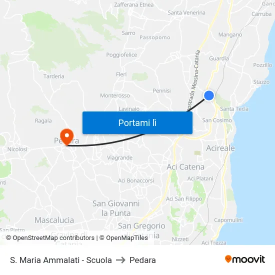 S. Maria Ammalati - Scuola to Pedara map
