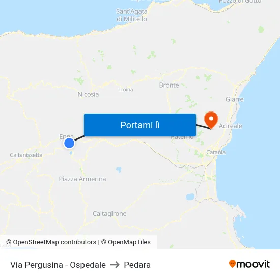 Via Pergusina - Ospedale to Pedara map