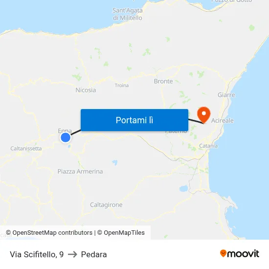Via Scifitello, 9 to Pedara map