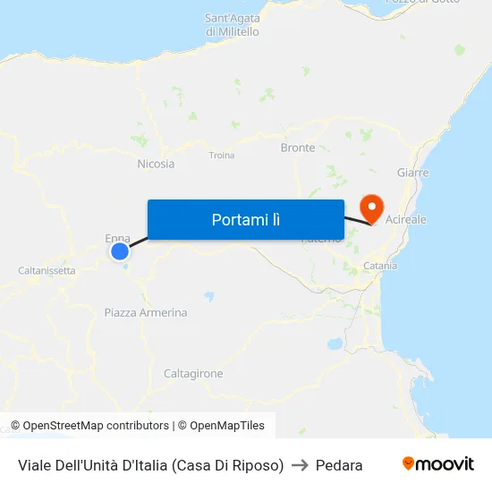 Viale Dell'Unità D'Italia (Casa Di Riposo) to Pedara map