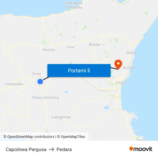 Capolinea Pergusa to Pedara map