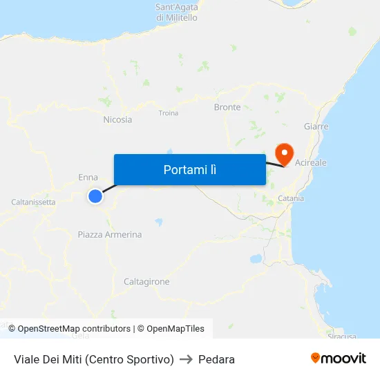 Viale Dei Miti (Centro Sportivo) to Pedara map