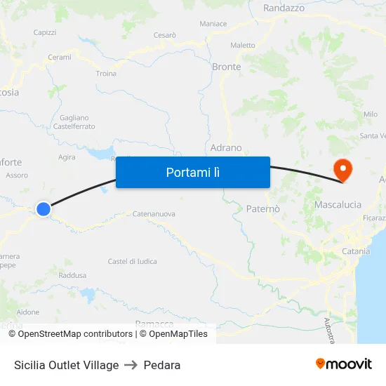 Sicilia Outlet Village to Pedara map