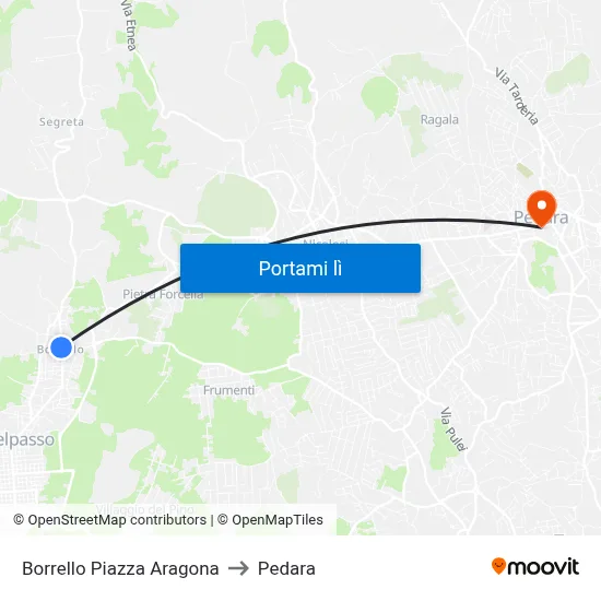 Borrello Piazza Aragona to Pedara map