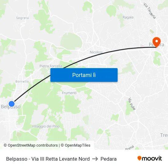 Belpasso - Via III Retta Levante Nord to Pedara map