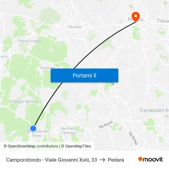 Camporotondo - Viale Giovanni Xxiii, 33 to Pedara map