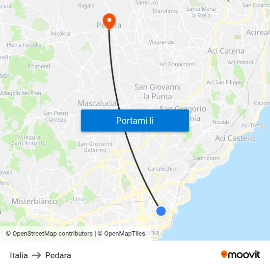 Italia to Pedara map