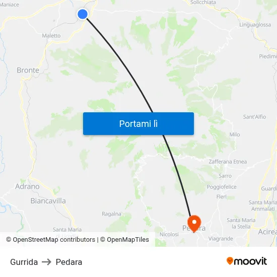 Gurrida to Pedara map