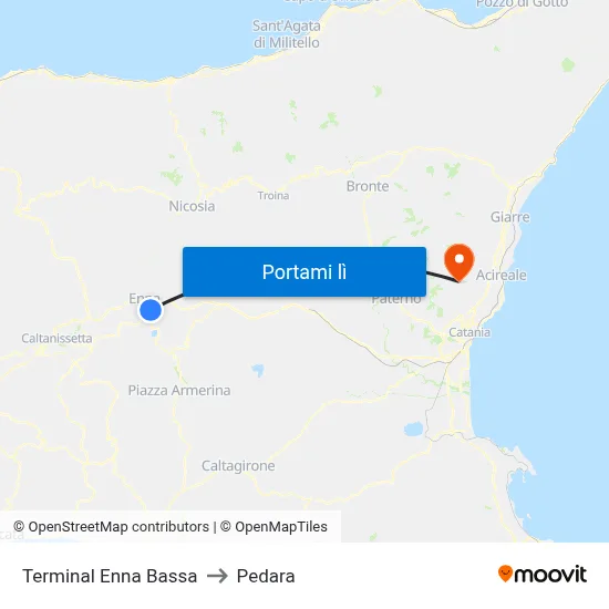 Terminal Enna Bassa to Pedara map