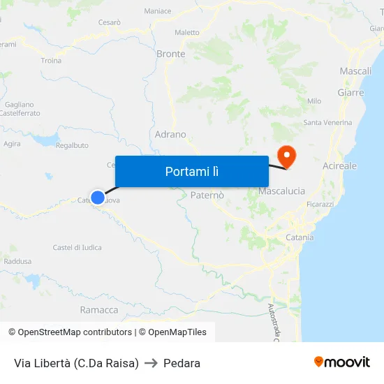 Via Libertà (C.Da Raisa) to Pedara map