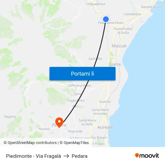 Piedimonte - Via Fragalà to Pedara map