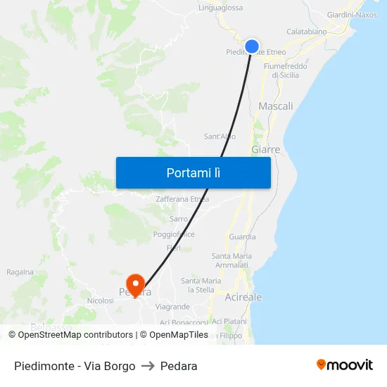 Piedimonte - Via Borgo to Pedara map