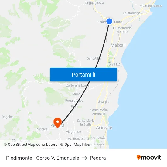 Piedimonte - Corso V. Emanuele to Pedara map