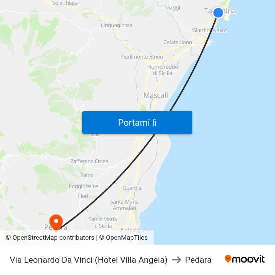 Via Leonardo Da Vinci (Hotel Villa Angela) to Pedara map
