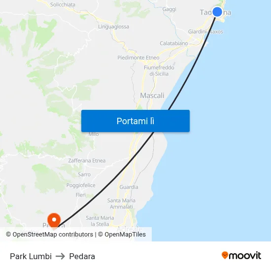 Park Lumbi to Pedara map