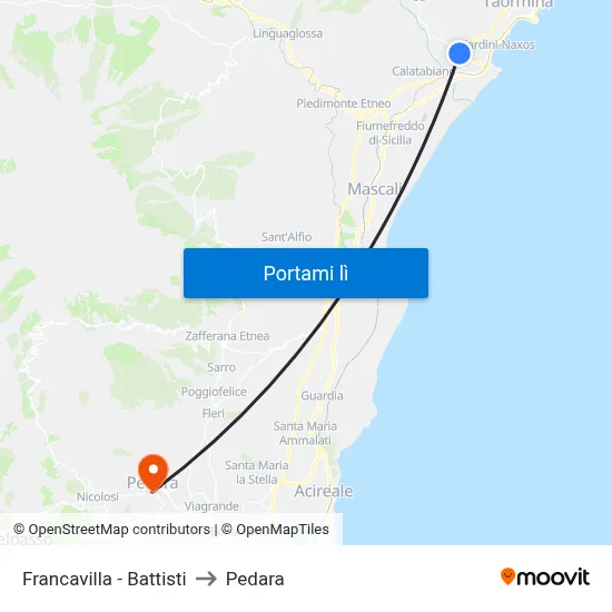 Francavilla - Battisti to Pedara map