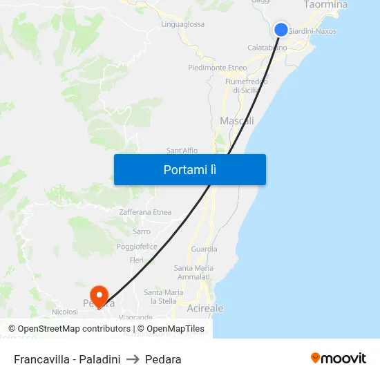 Francavilla - Paladini to Pedara map