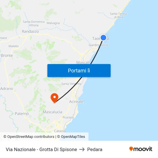 Via Nazionale - Grotta Di Spisone to Pedara map