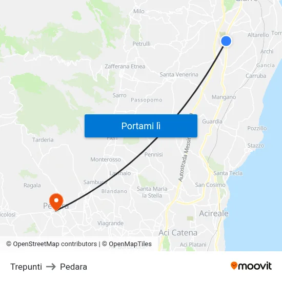 Trepunti to Pedara map