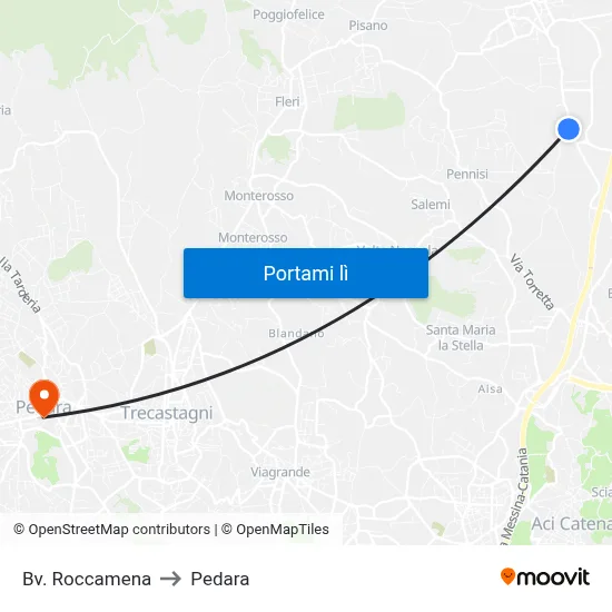 Bv. Roccamena to Pedara map