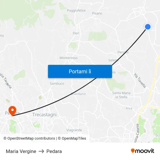 Maria Vergine to Pedara map