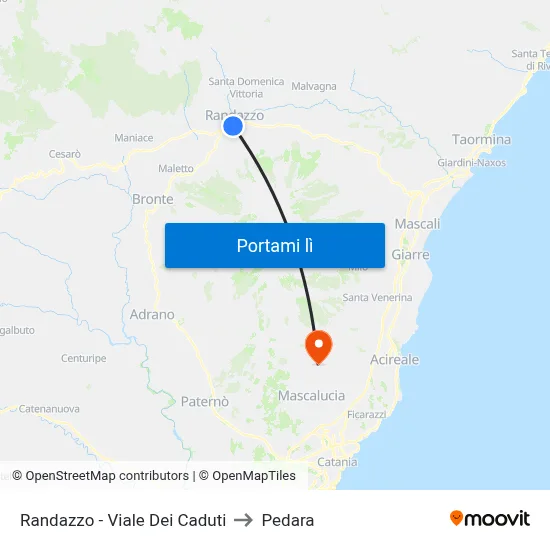 Randazzo - Viale Dei Caduti to Pedara map