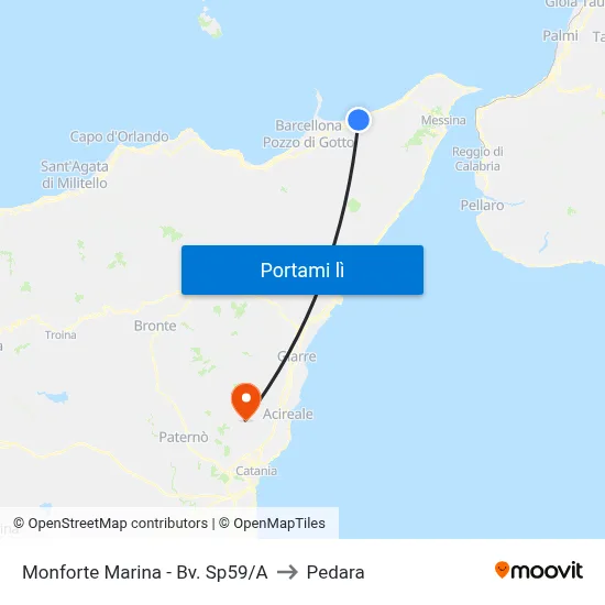 Monforte Marina - Bv. Sp59/A to Pedara map