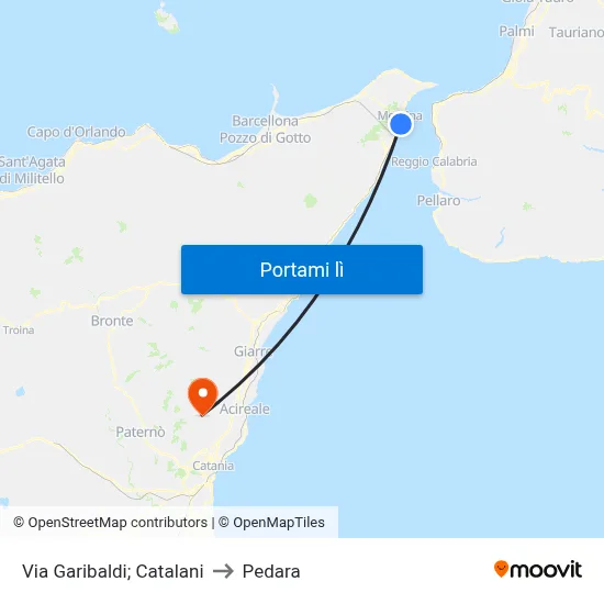 Via Garibaldi; Catalani to Pedara map