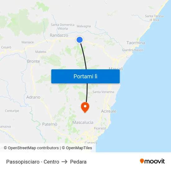 Passopisciaro - Centro to Pedara map