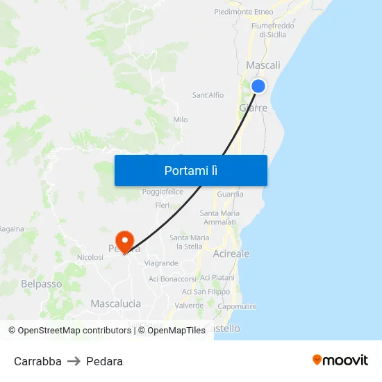 Carrabba to Pedara map