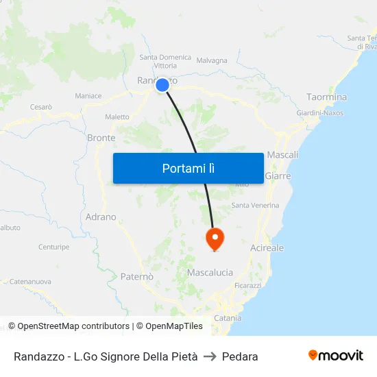 Randazzo - L.Go Signore Della Pietà to Pedara map