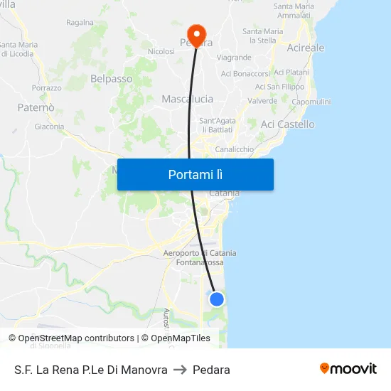 S.F. La Rena P.Le Di Manovra to Pedara map
