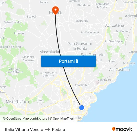 Italia Vittorio Veneto to Pedara map