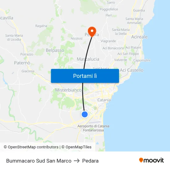Bummacaro Sud San Marco to Pedara map