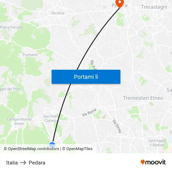 Italia to Pedara map