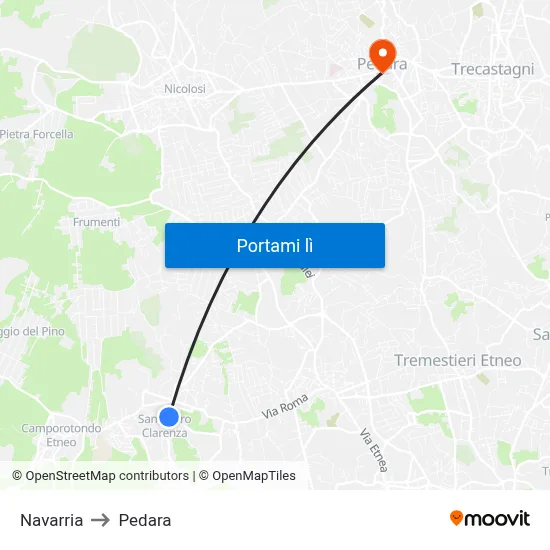 Navarria to Pedara map