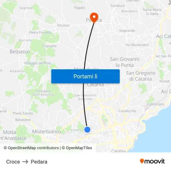 Croce to Pedara map